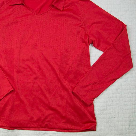 Nike Dri-Fit Golf Tour PGA Activewear Bright Red Flap Collar V-Neck Pullover L - Picture 4 of 12